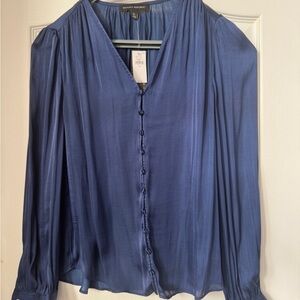 Banana Republic Women's Silky Deep Blue Blouse